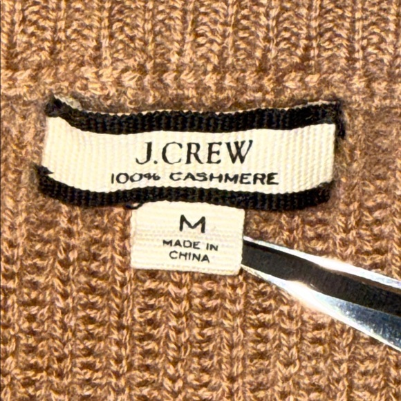 J Crew 100% Cashmere Tan Rib Knit Sweater SZ M - Picture 6 of 6